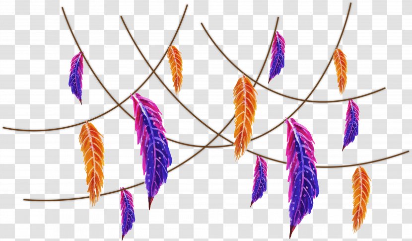 Purple Orange Watercolor Feathers - Painting Transparent PNG