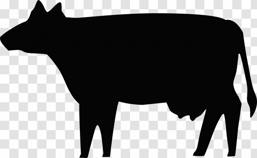 Beef Cattle Angus Clip Art - Black And White - Silhouette Transparent PNG