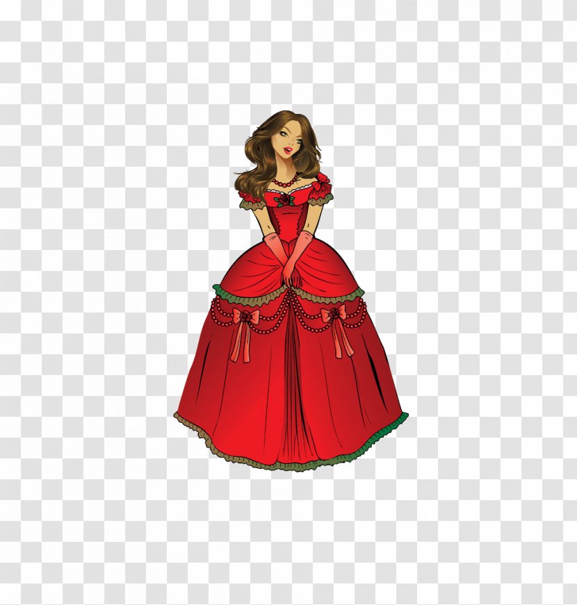 Princess Cartoon - Gown - Red Dress Transparent PNG