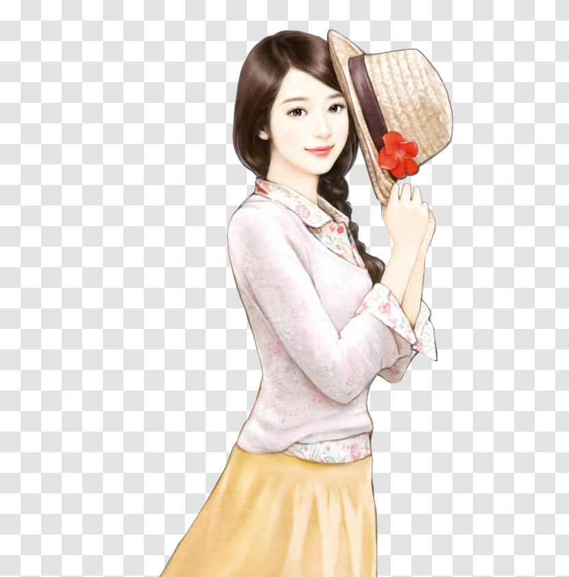 Chinese Art Drawing Painting Asian - Heart - Summer Woman Illustration Transparent PNG