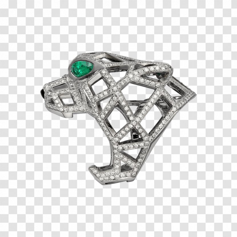 Cartier Engagement Ring Diamond Emerald - Platinum Transparent PNG