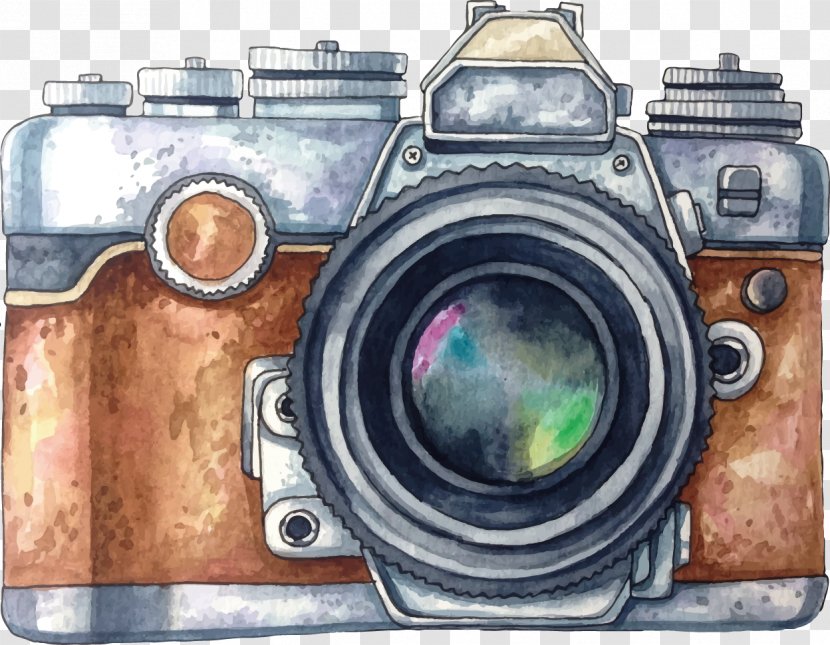 Camera Photography Watercolor Painting Drawing - Art - Vector Painted Transparent PNG