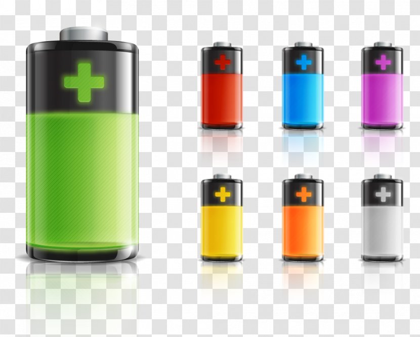 Battery Charger Icon - Cylinder - Color Texture Positive And Negative Transparent PNG