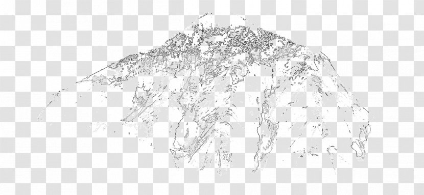 Sketch Line Art - Black And White - Mountain Outline Transparent PNG