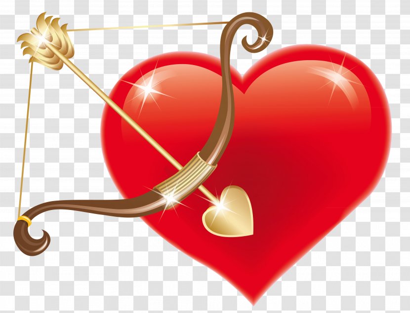 Cupid Heart Clip Art - Cartoon - Red With Bow Clipart Picture Transparent PNG