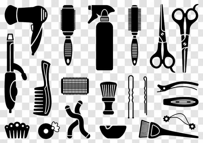 Comb Hairdresser Clip Art - Monochrome - Hairdressing Tool Icon Design Image Transparent PNG