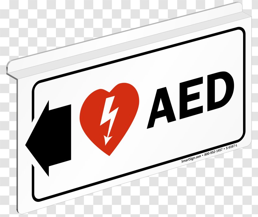 Automated External Defibrillators Sign Arrow First Aid Supplies Door Hanger - Symbol Transparent PNG