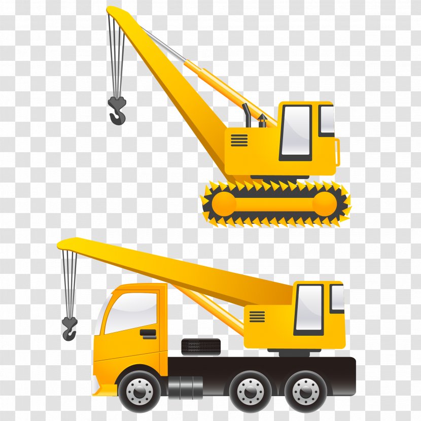 Crane Cartoon Heavy Equipment - Drawing - Vector Transparent PNG
