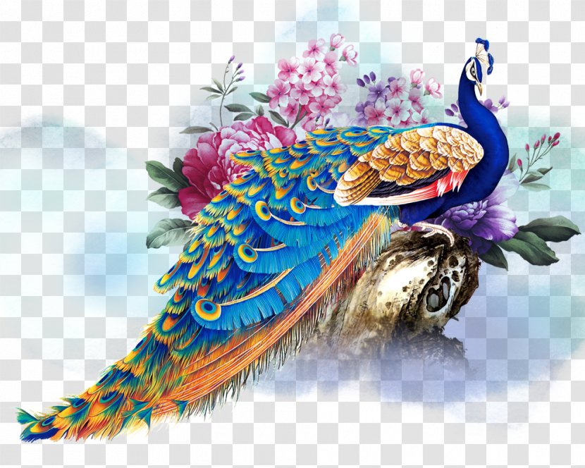 Peafowl Rangoli - Diwali - Peacock Painting Transparent PNG