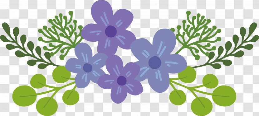 Blue Floral Design - Purple - Lovely Marker Box Transparent PNG