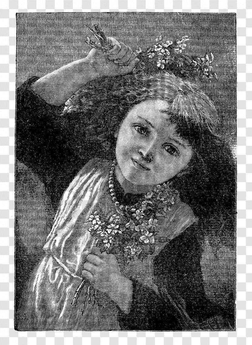 Retro Style Vintage Clothing Portrait Photography - Monochrome - Girl-flower Transparent PNG
