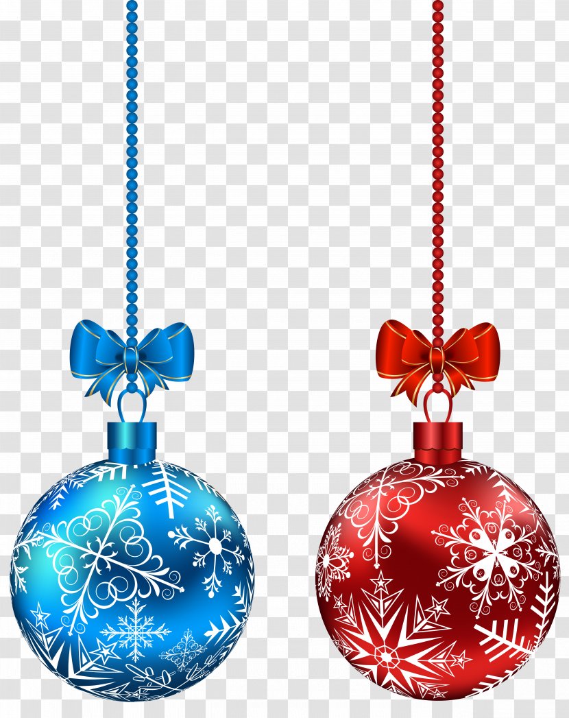 Christmas Ornament Day - Blue And Red Hanging Balls Clip-Art Image Transparent PNG