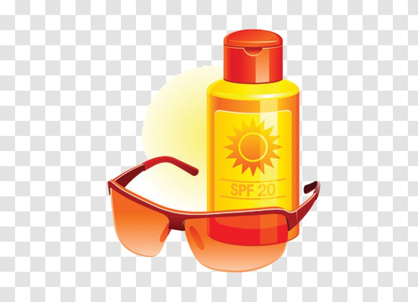 Sunscreen Lotion Factor De Protección Solar Clip Art - Eyewear - Orange Transparent PNG