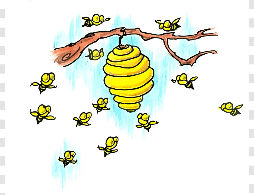 Beehive Honey Bee Swarming Clip Art - Cmmn - Cartoon Transparent PNG