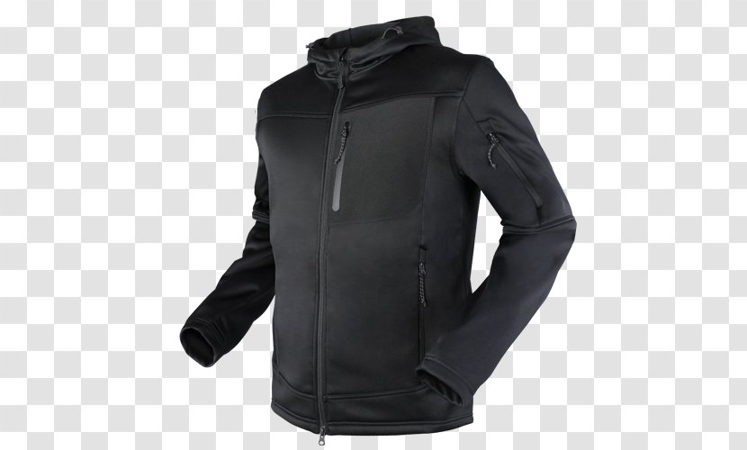 Polar Fleece Hoodie Jacket Zipper - Tactical Black With Hood Transparent PNG