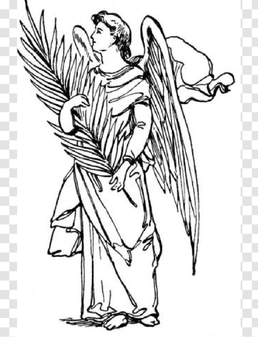 Saint Gabriel The Archangel Michael Coloring Book - Monochrome - Guardian Angel Clipart Transparent PNG