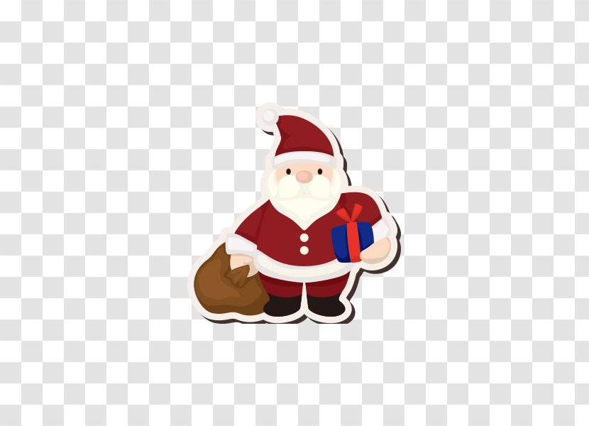 Santa Claus Cartoon Christmas Ornament - Holding A Gift Transparent PNG