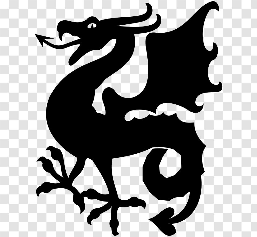 Dragon Silhouette Drawing Clip Art - Monochrome Transparent PNG