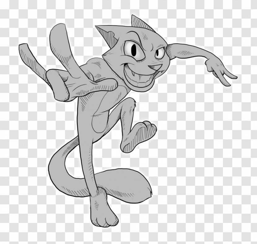 Line Art Carnivora Sketch - Cartoon - Cat Giving The Finger Transparent PNG