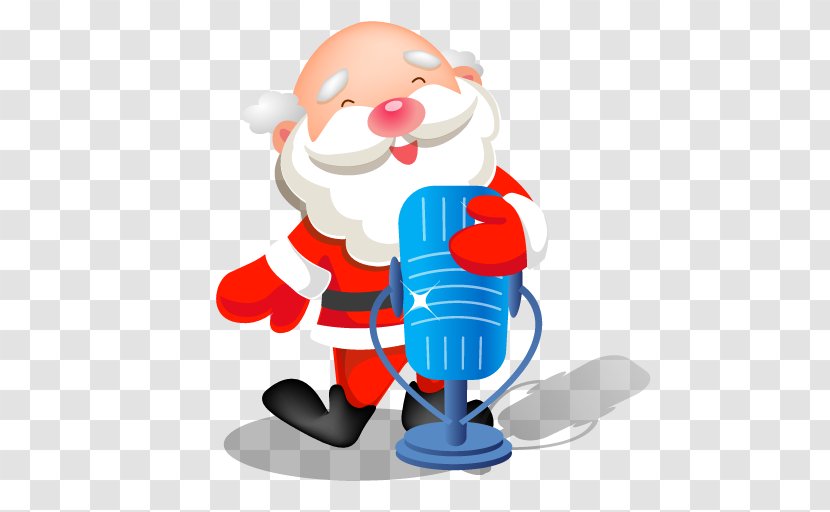Christmas Ornament Fictional Character Illustration - Choir - Santa Singing Microphone Transparent PNG