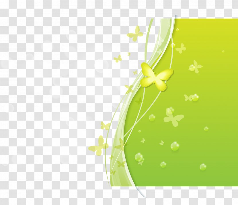 Butterfly Soap Bubble Pattern - Transparency And Translucency - Fresh Green Background Vector Transparent PNG