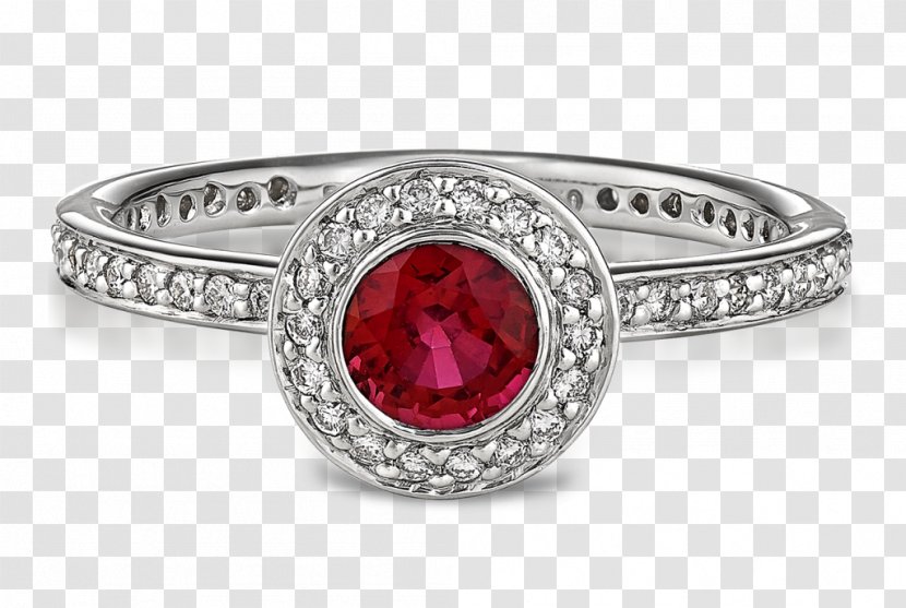 Engagement Ring Ruby Wedding Diamond - Halo Element Transparent PNG