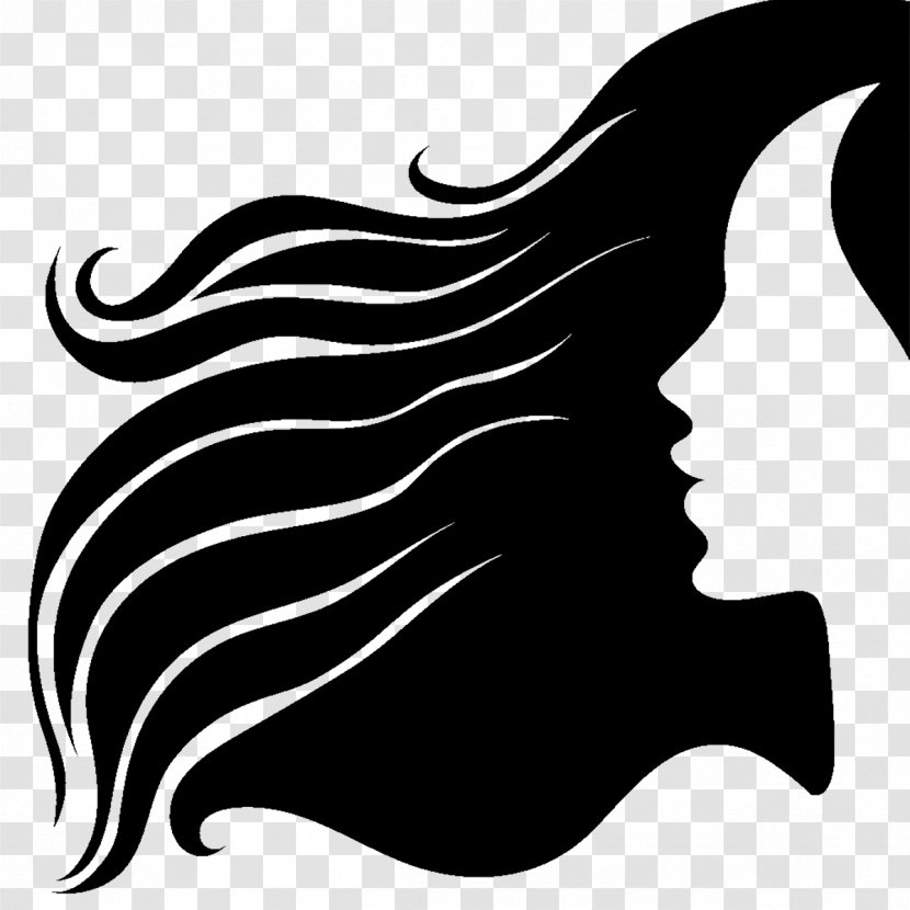 Silhouette Long Hair Hairstyle - Monochrome Photography - Hairdressing Transparent PNG