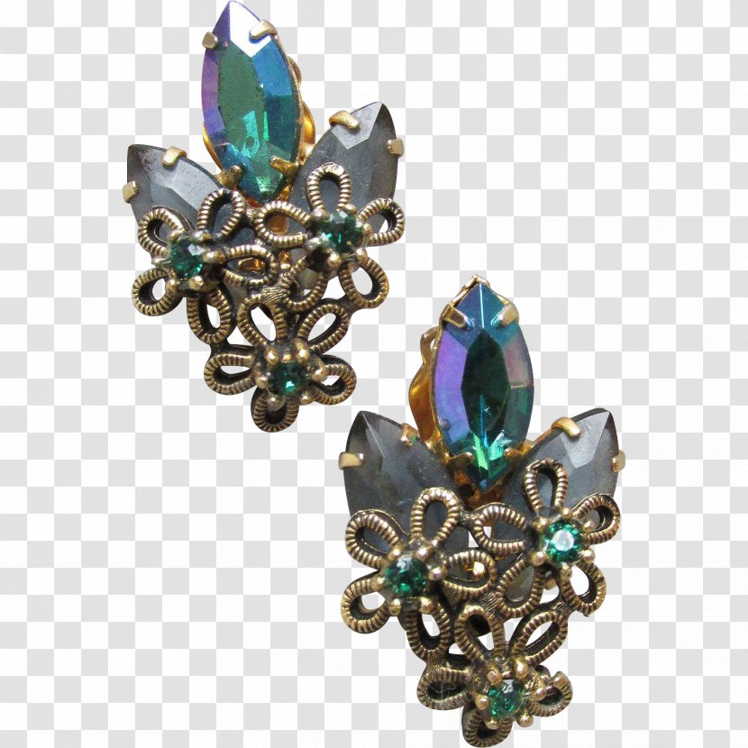 Turquoise Earring Green Brooch Verdigris - Emerald Earrings Transparent PNG