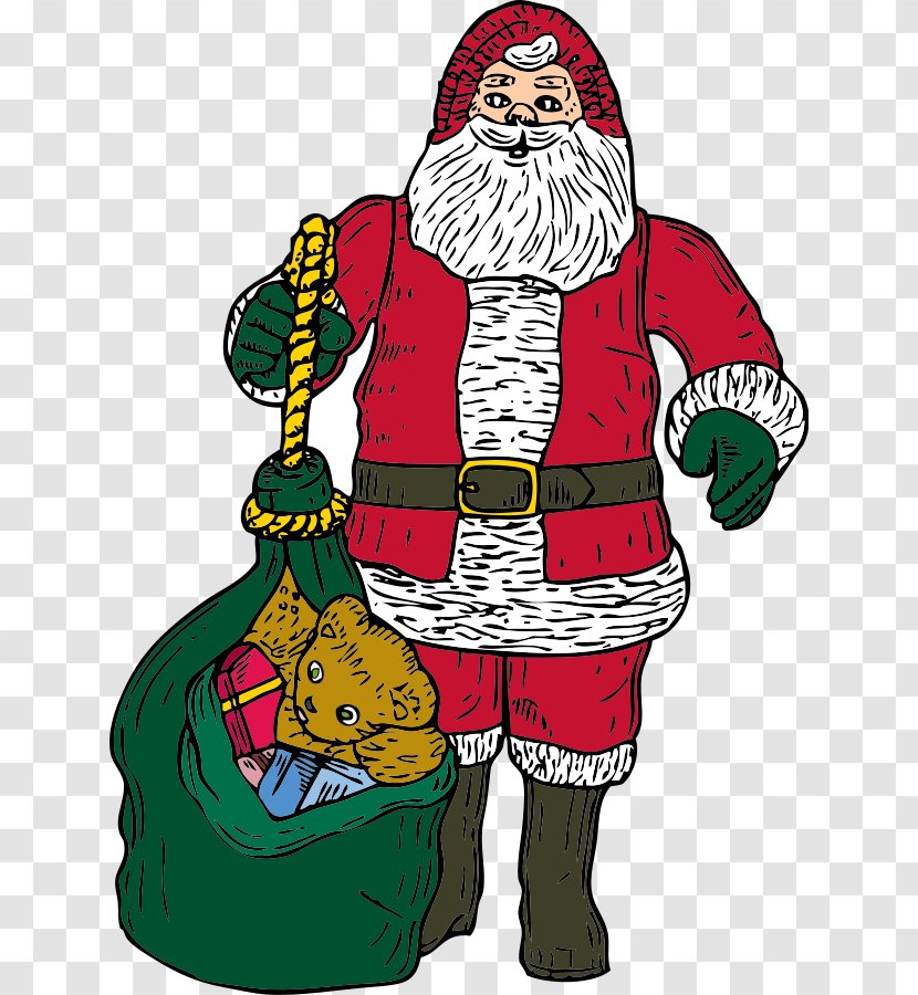 Santa Claus Bag Clip Art - Holiday Ornament - Funny Clipart Transparent PNG