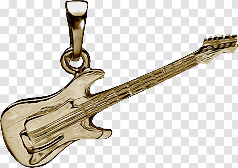 Pendant France Electric Guitar Silver - Bass - Beautiful Brown Transparent PNG