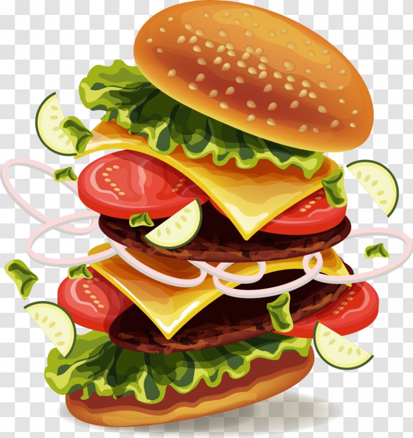 Hamburger Hot Dog Soft Drink Fast Food French Fries - Vector Painted Burger King Transparent PNG
