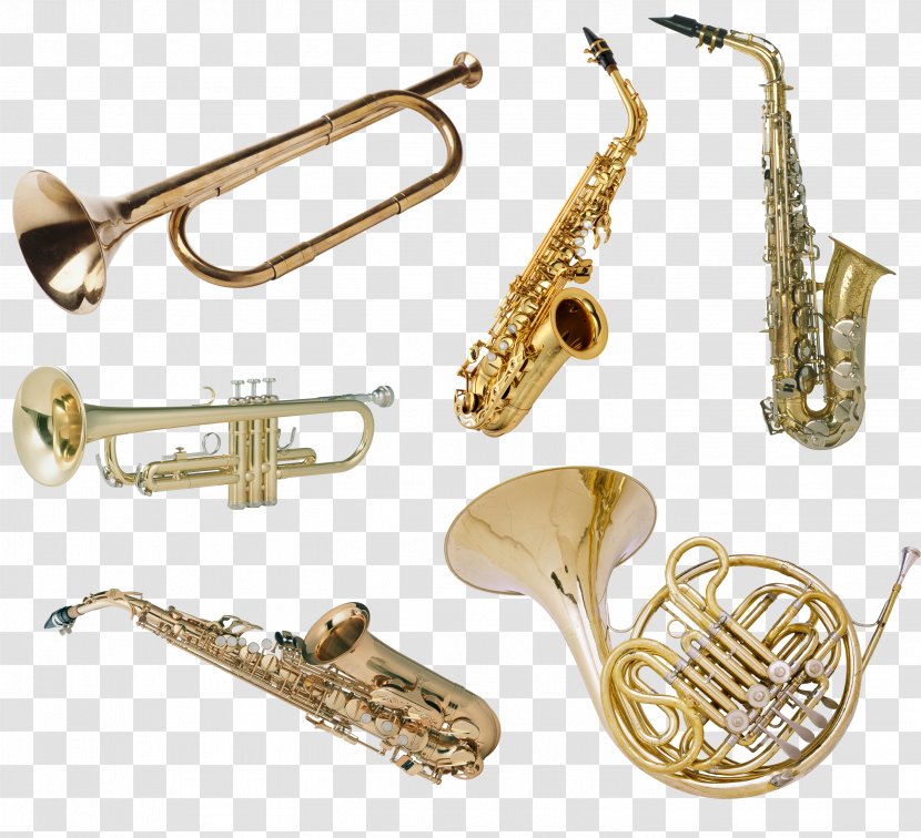 Musical Instrument Trumpet Saxophone Tuba Brass - Cartoon - Instruments Transparent PNG