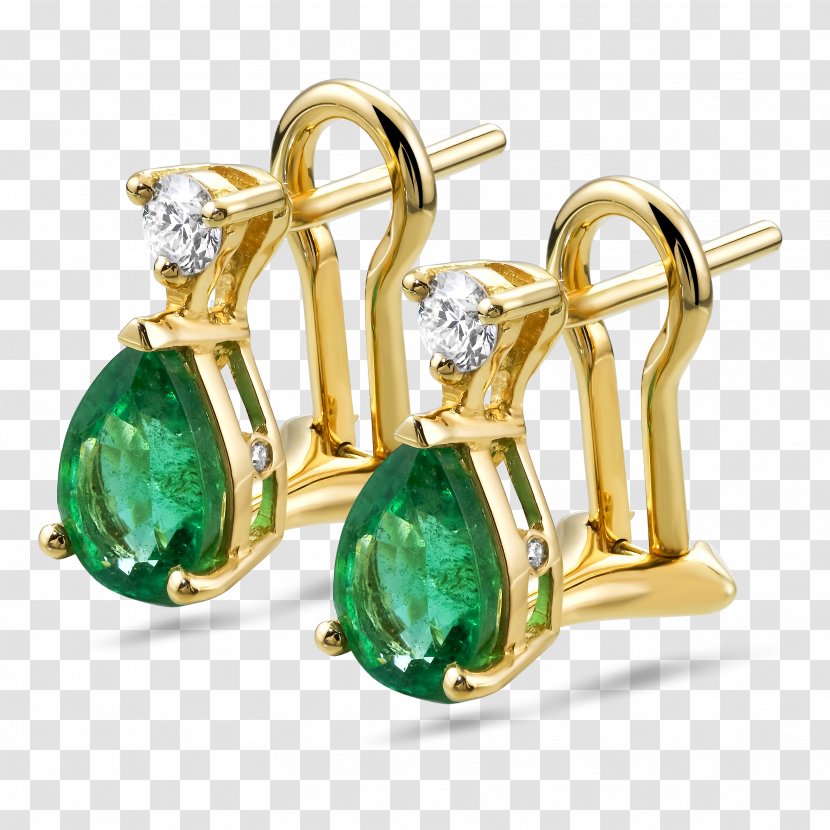 Emerald Earring Jewellery Diamond Oorstekers - Gold Transparent PNG