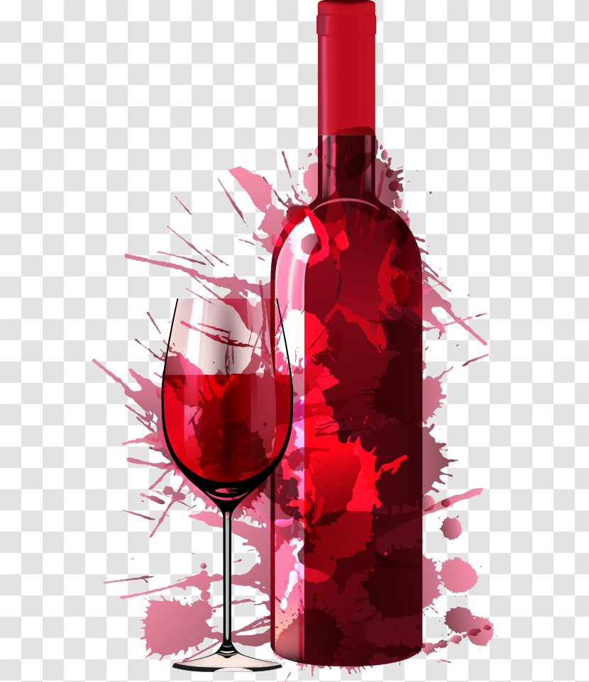 Wine Party Painting Drink Dinner - Bottle - Vector Creative Red Transparent PNG