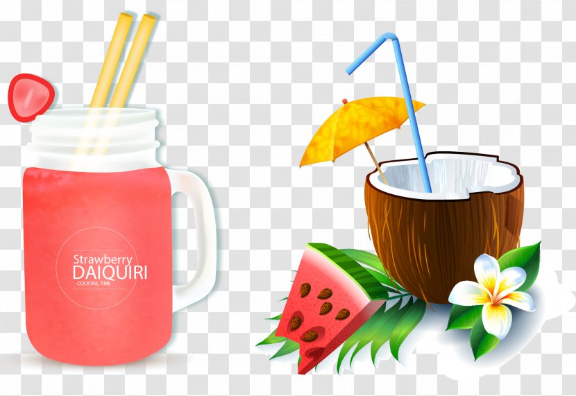 Cocktail Martini Coconut Water Milk - Food - Vector Hand-painted Summer Special Drink Transparent PNG