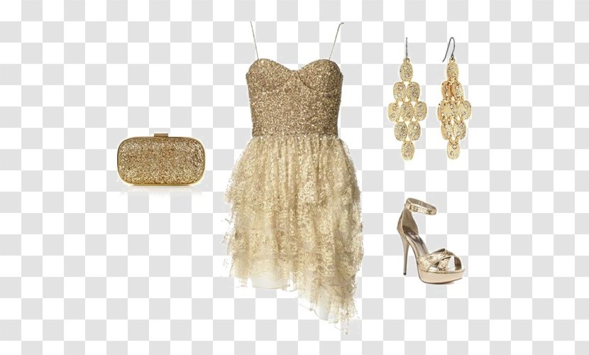 Cocktail Dress Clothing Fashion Formal Wear - Plussize - Gold Sequined Sling Transparent PNG