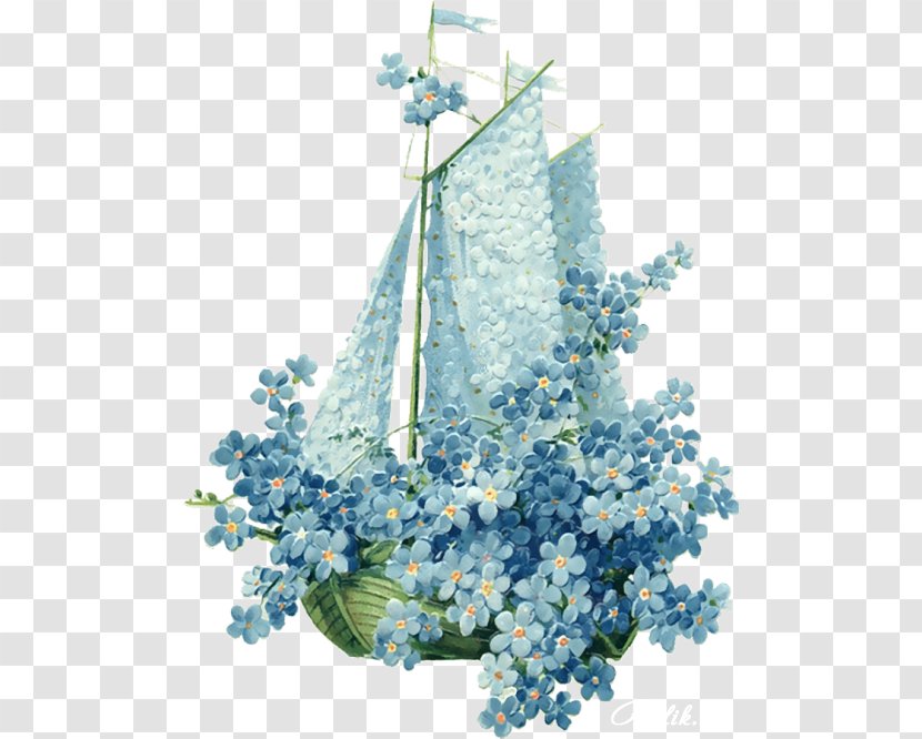 Flower Drawing Painting Paper - Blue - Retro Floral Decoration Transparent PNG
