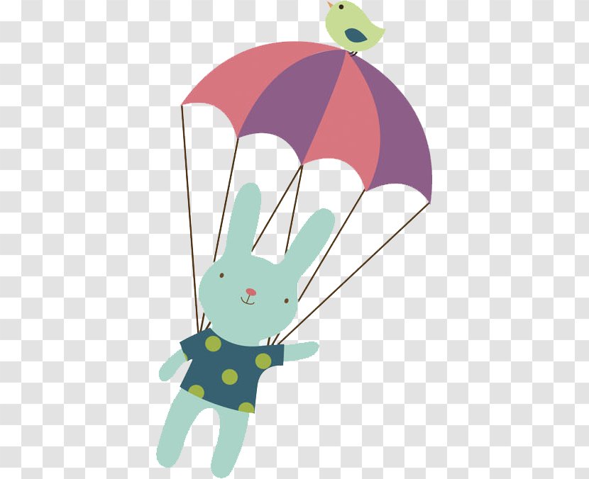 Rabbit Illustration - Animal - A With Parachute Transparent PNG