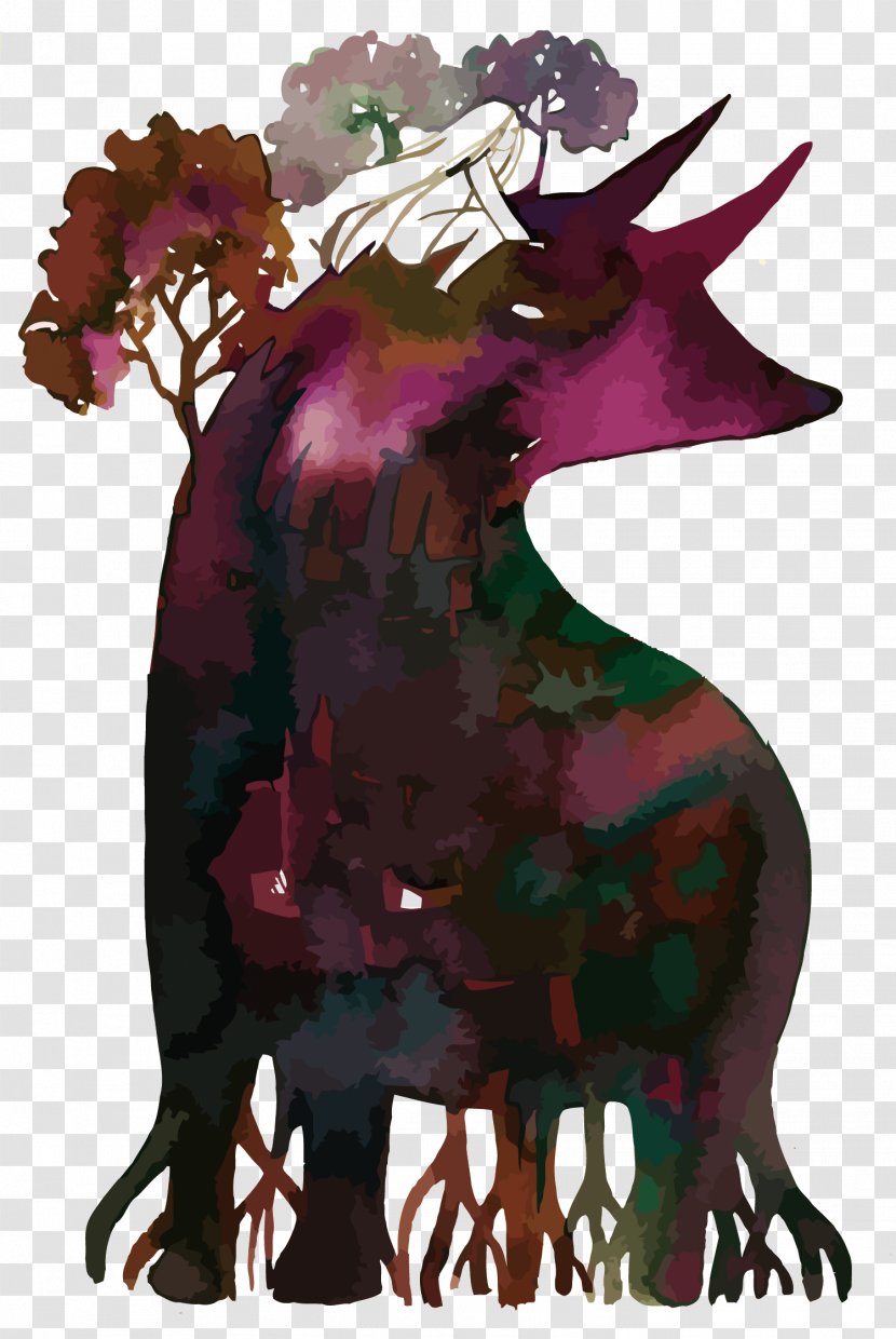 Watercolor Painting Art Illustration - Frame - Vector Forest Guardian Beast Transparent PNG
