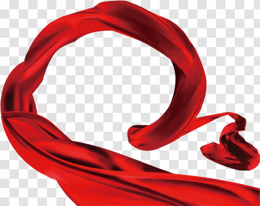 Red Ribbon Silk Textile Transparent PNG
