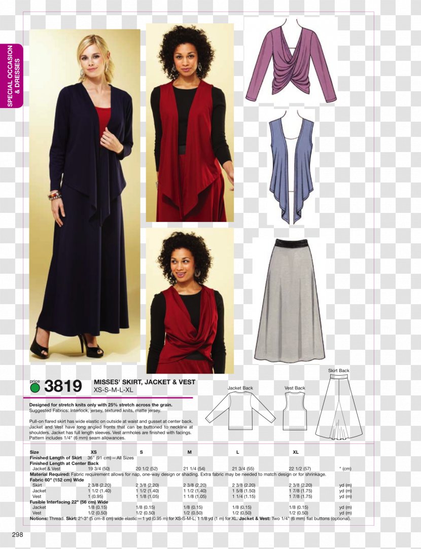 Dress Jacket Skirt Sewing Pattern - Aline Transparent PNG