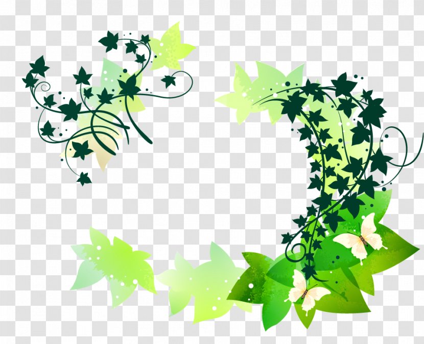 Butterfly Flower Vine Clip Art - Decorative Arts - Vector Green Leaf Transparent PNG