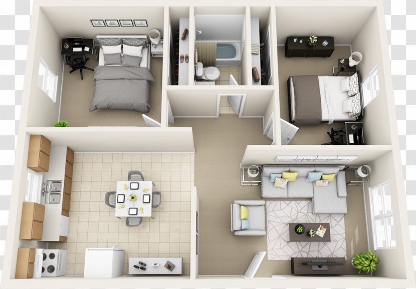 3D Floor Plan Apartment House - Air Conditioning - Park Transparent PNG