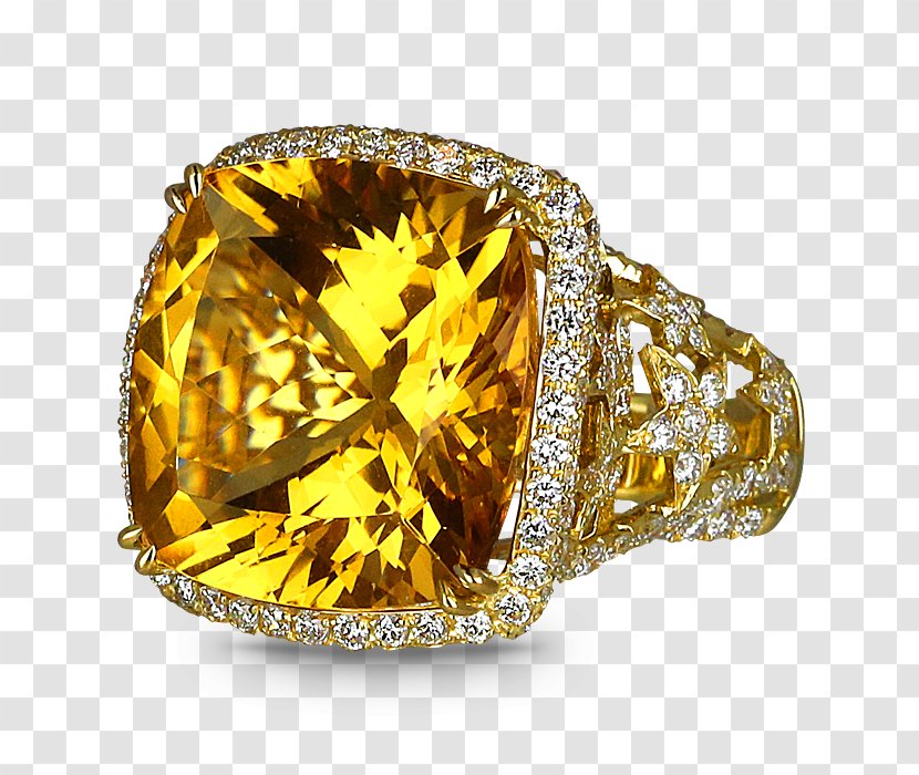 Ring Diamond Cut Jewellery Emerald - Yellow Transparent PNG