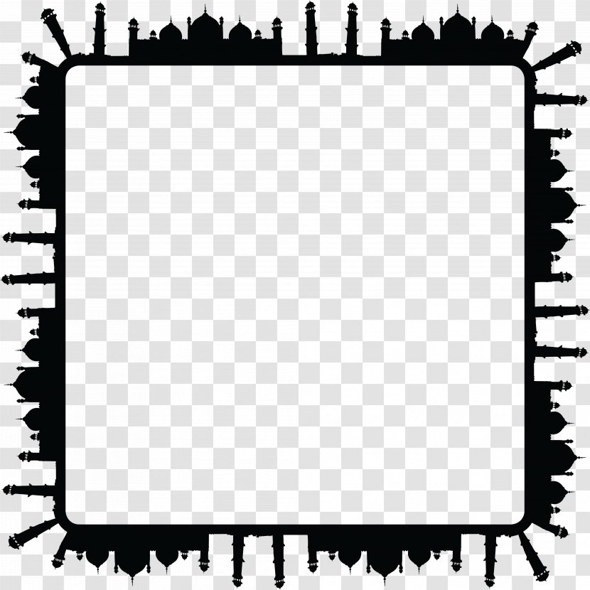 Black And White Drawing Mecca - Architecture - Ramadan Frame Transparent PNG