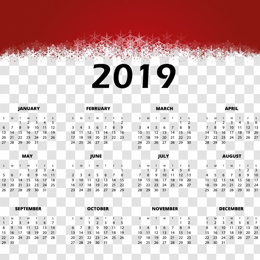 Calendar New Year Vector Graphics Holiday - 2019 - Text Transparent PNG