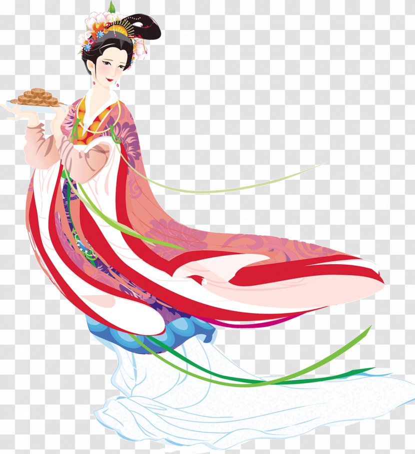 Mooncake Mid-Autumn Festival Barbecue Grill Change - Cartoon - Fairy Send Moon Cake Transparent PNG