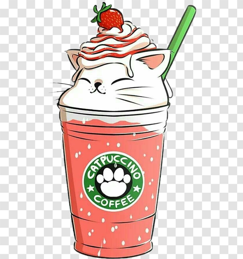 Frappuccino Drawing Starbucks Cat Kawaii - Cute Transparent PNG