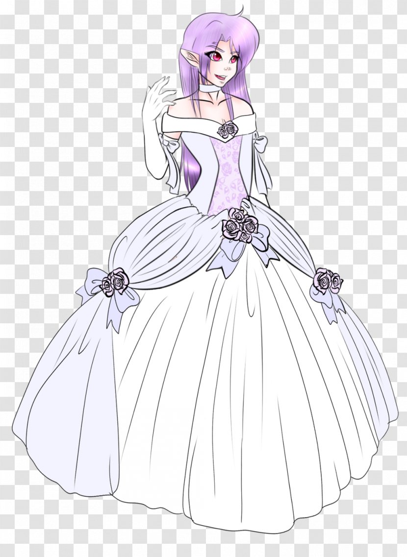 Gown Costume Design Sketch - Watercolor - Designer Wedding Dress Transparent PNG