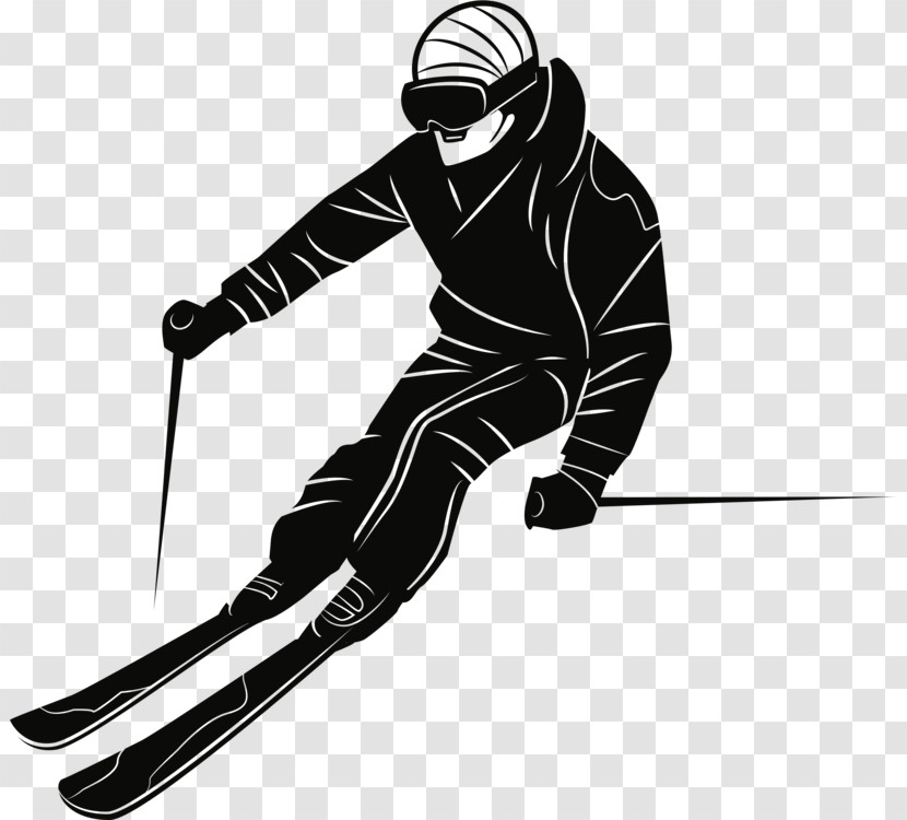 Drawing Skiing Alpine Skiing Line Art Silhouette Transparent PNG